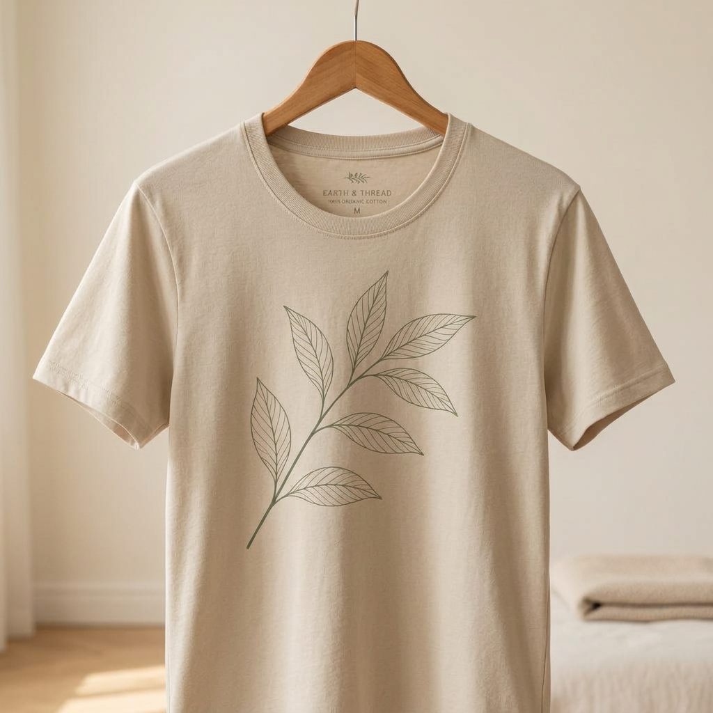 hanging t-shirt on wooden hanger in bedroom